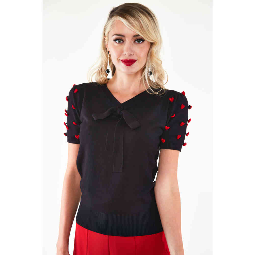 Voodoo Vixen - Heart sleeve puffs Chandail - Noir